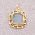 16K Gold Plated Colorful Natural Gemstone Lace Square Charm - Sold Each