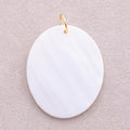 18K Gold Plated Large Oval White Mother of Pearl Charm - Sold Each