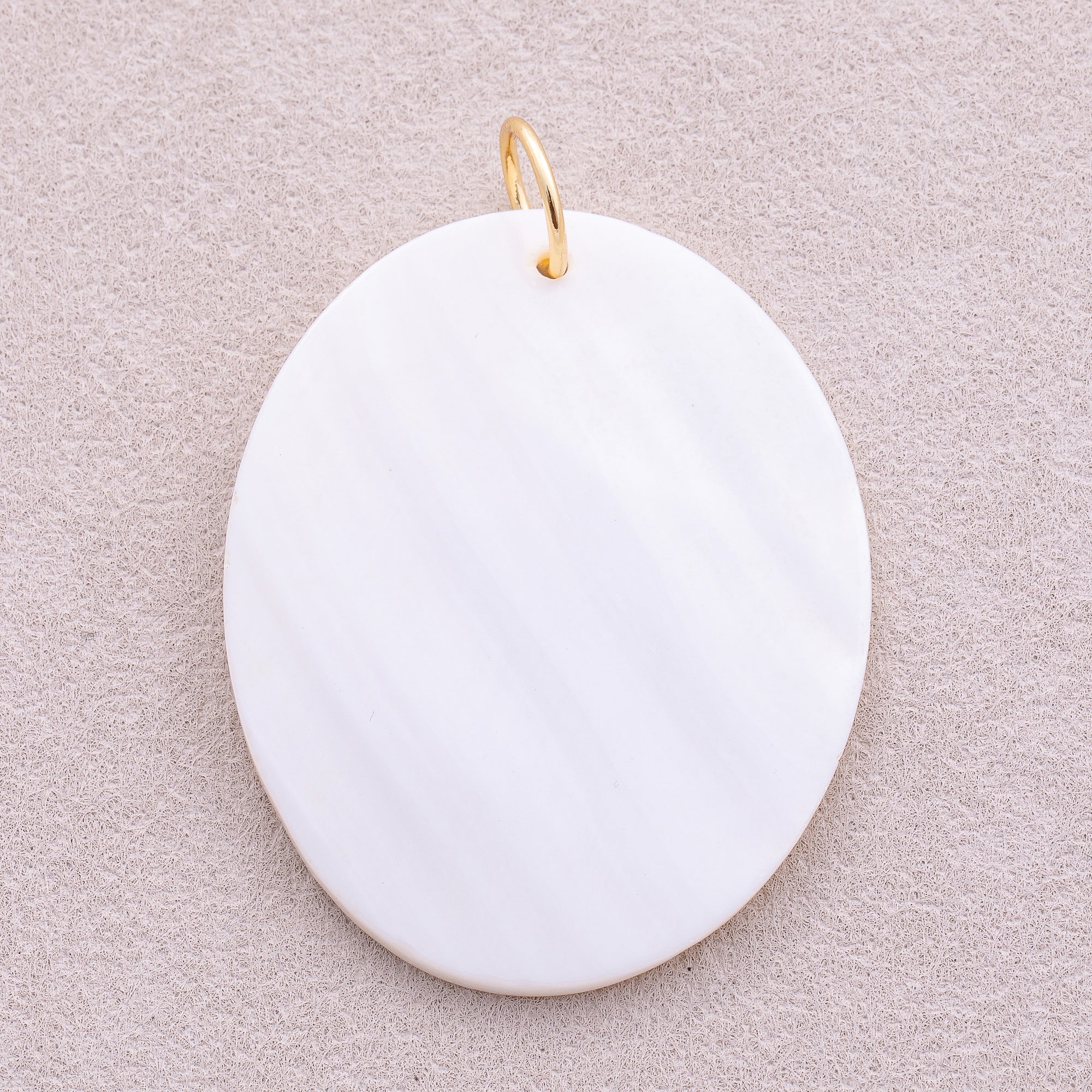 18K Gold Plated Large Oval White Mother of Pearl Charm - Sold Each