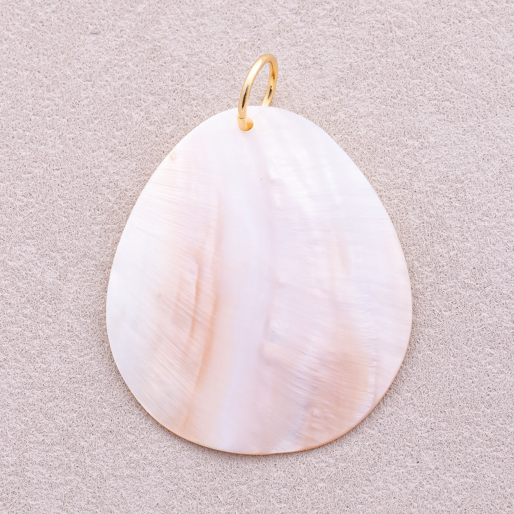 18K Gold Plated Large Teardrop Marble Mother of Pearl Charm - Sold Each