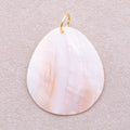 18K Gold Plated Large Teardrop Marble Mother of Pearl Charm - Sold Each