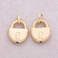 16K Gold Plated Minimalist Textured Padlock Charm - Sold Each