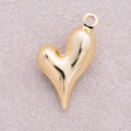 16K Gold Plated Asymmetric Chubby Heart Charm - Sold Each