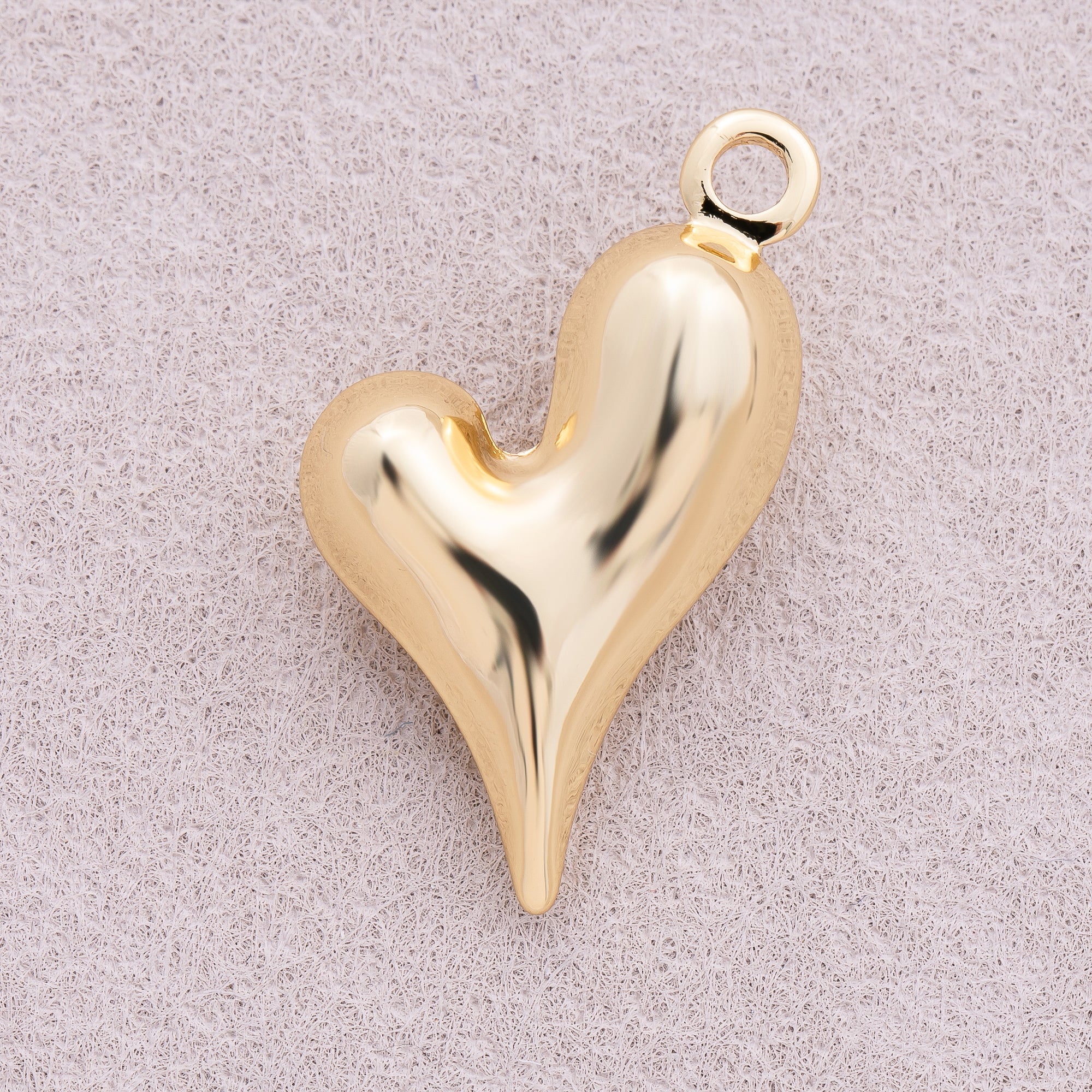 16K Gold Plated Asymmetric Chubby Heart Charm - Sold Each