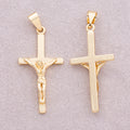 16K Gold Plated Minimalist Jesus Cross Pendant - Sold Each