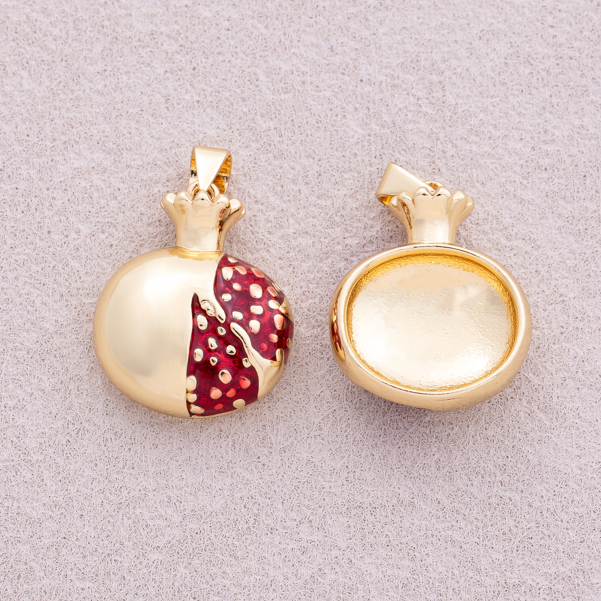 16K Gold Plated Multidimensional Sweet Pomegranate Fruit Pendant - Sold Each