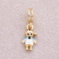 16K Gold Plated Micro Paved CZ Blue T-shirt Enamel Little Boy Pendant - Sold Each