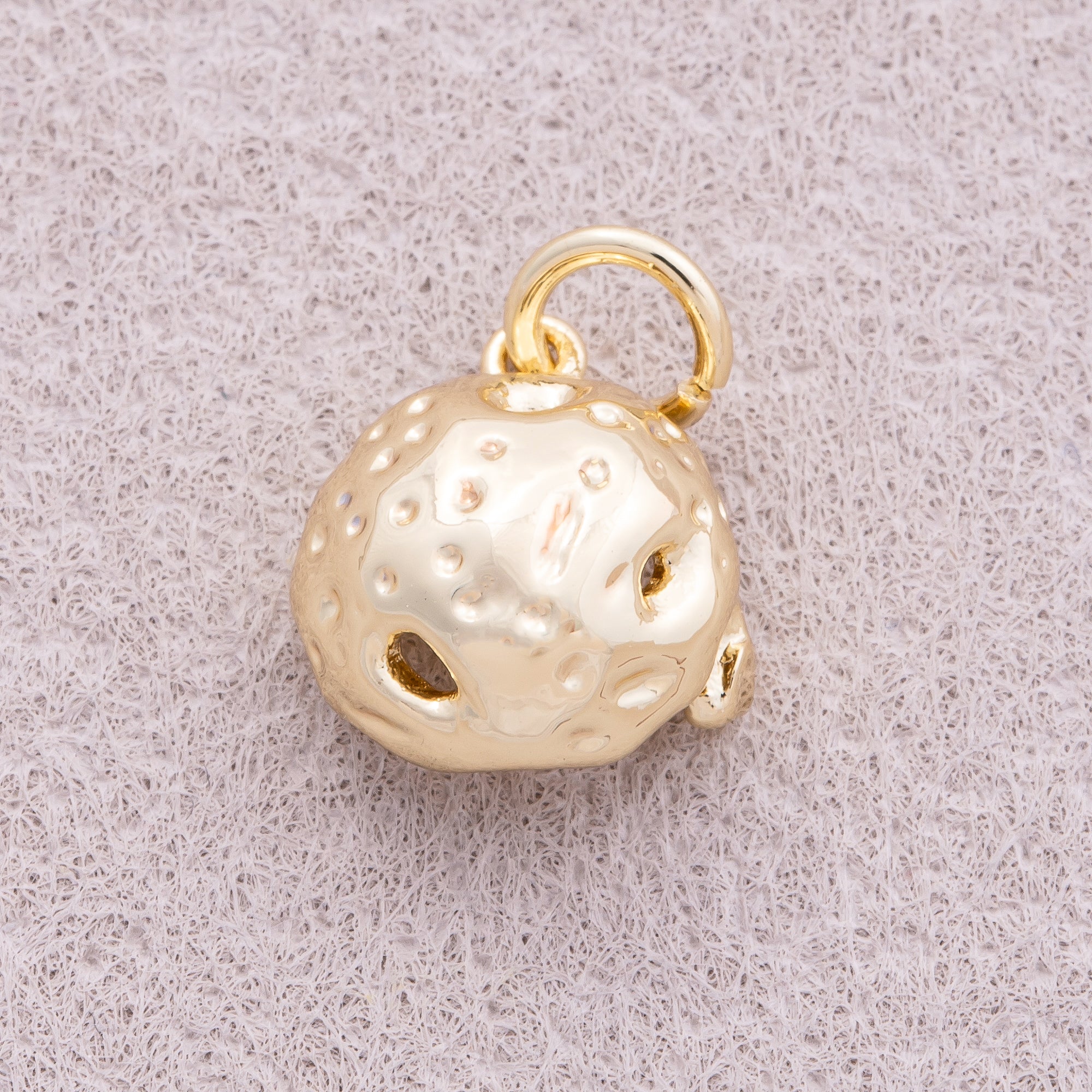 16K Gold Plated Hammered Dome Helmet Charm - Sold Each