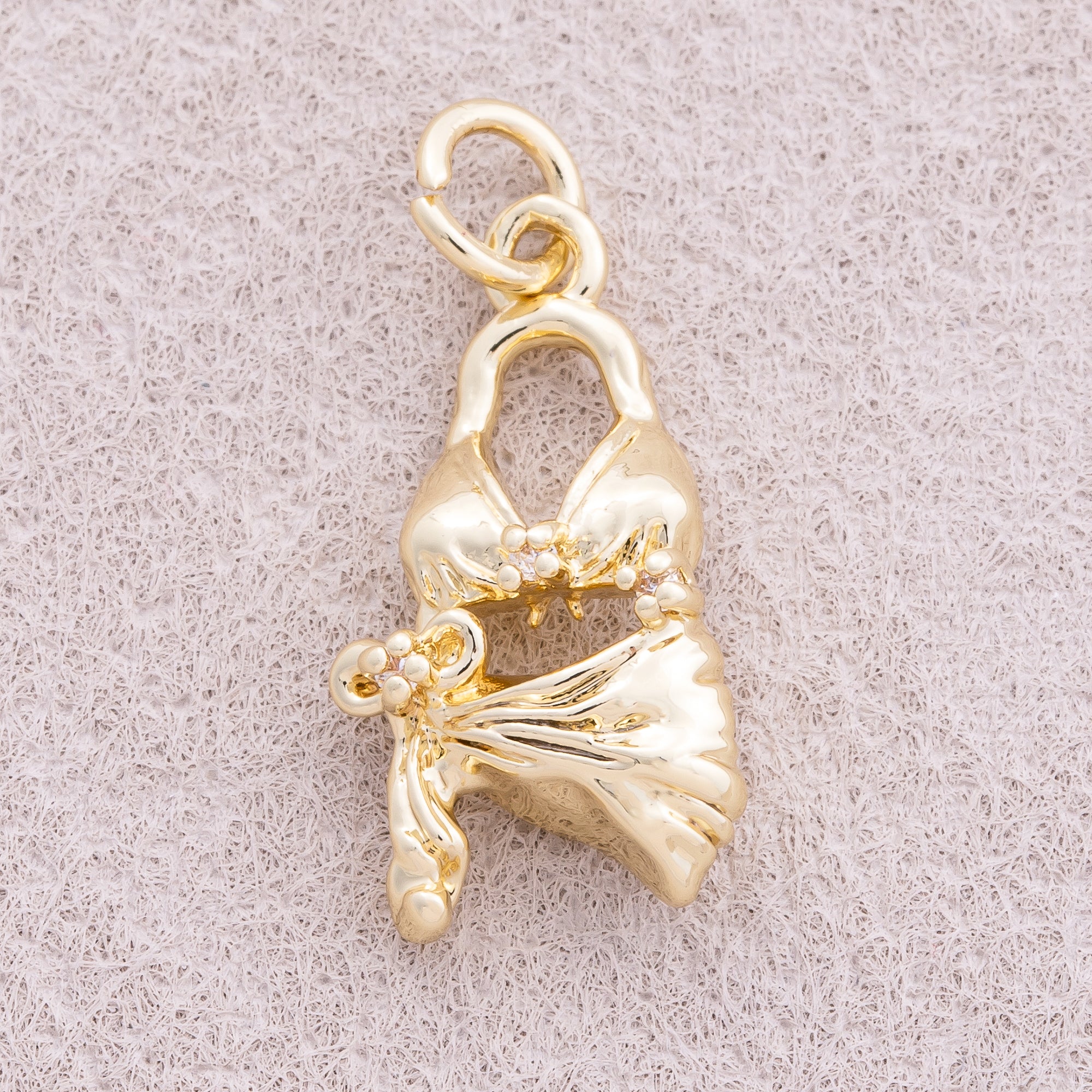 16K Gold Plated Clear CZ Beach Bra Bikini Charm - Sold Each