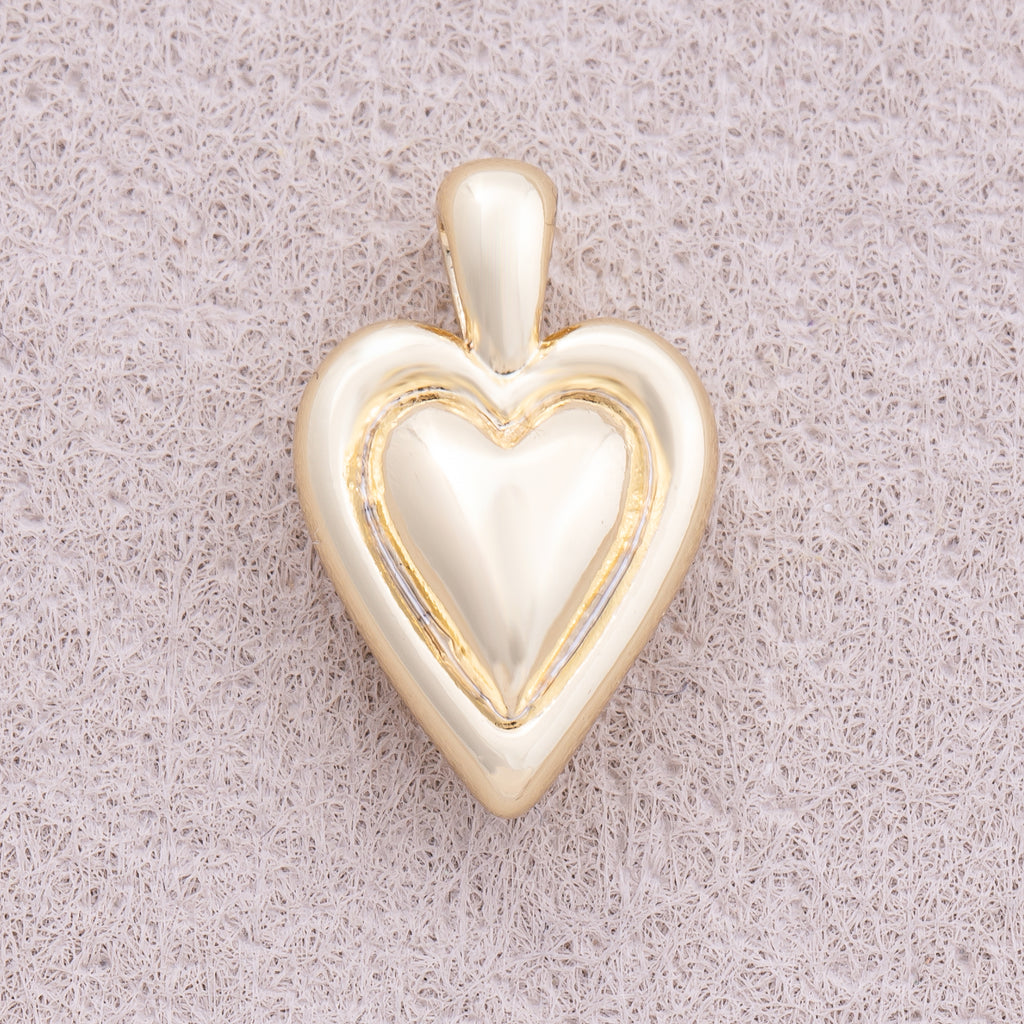 16K Gold Plated Plain Love Heart Bezel Pendant - Sold Each