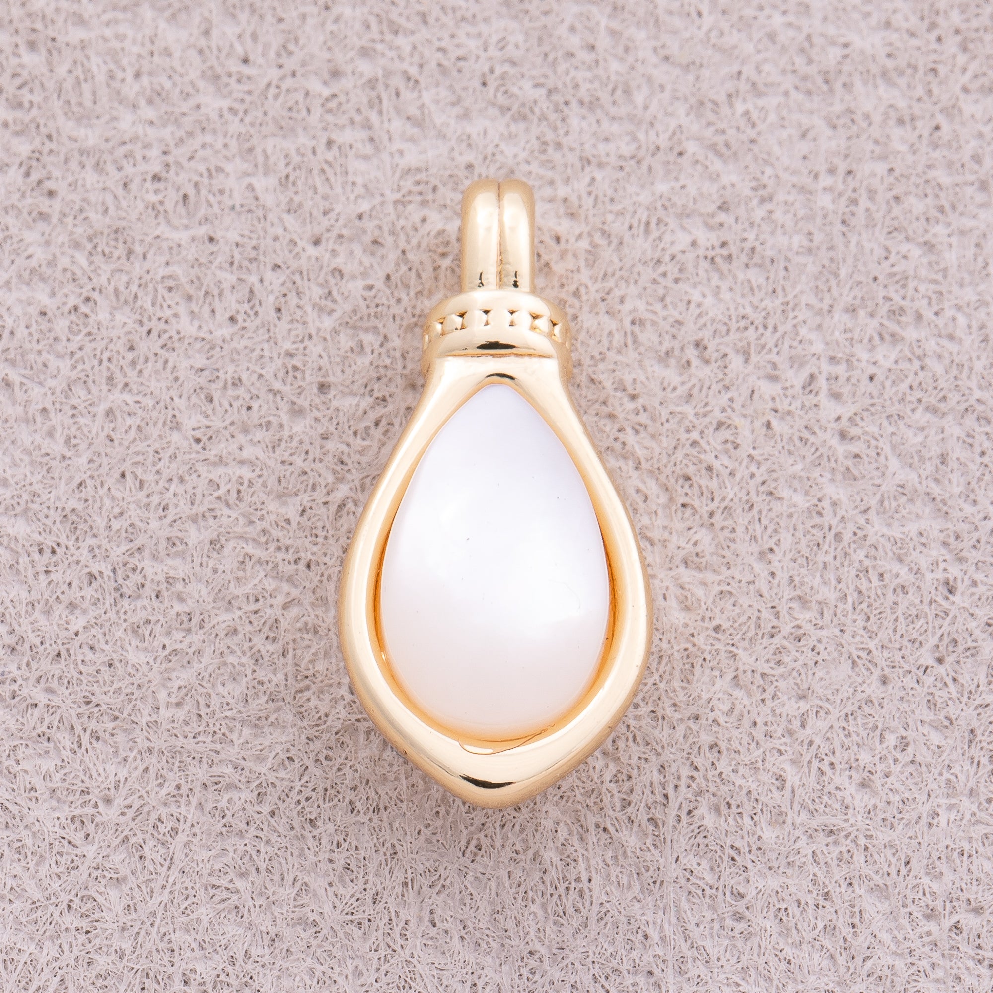 16K Gold Plated White Quartz Natural Gemstone Teardrop Pendant - Sold Each