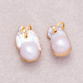 18K Gold Plated Baroque Freshwater Pearl Asymmetric Round Pendant - Sold Each