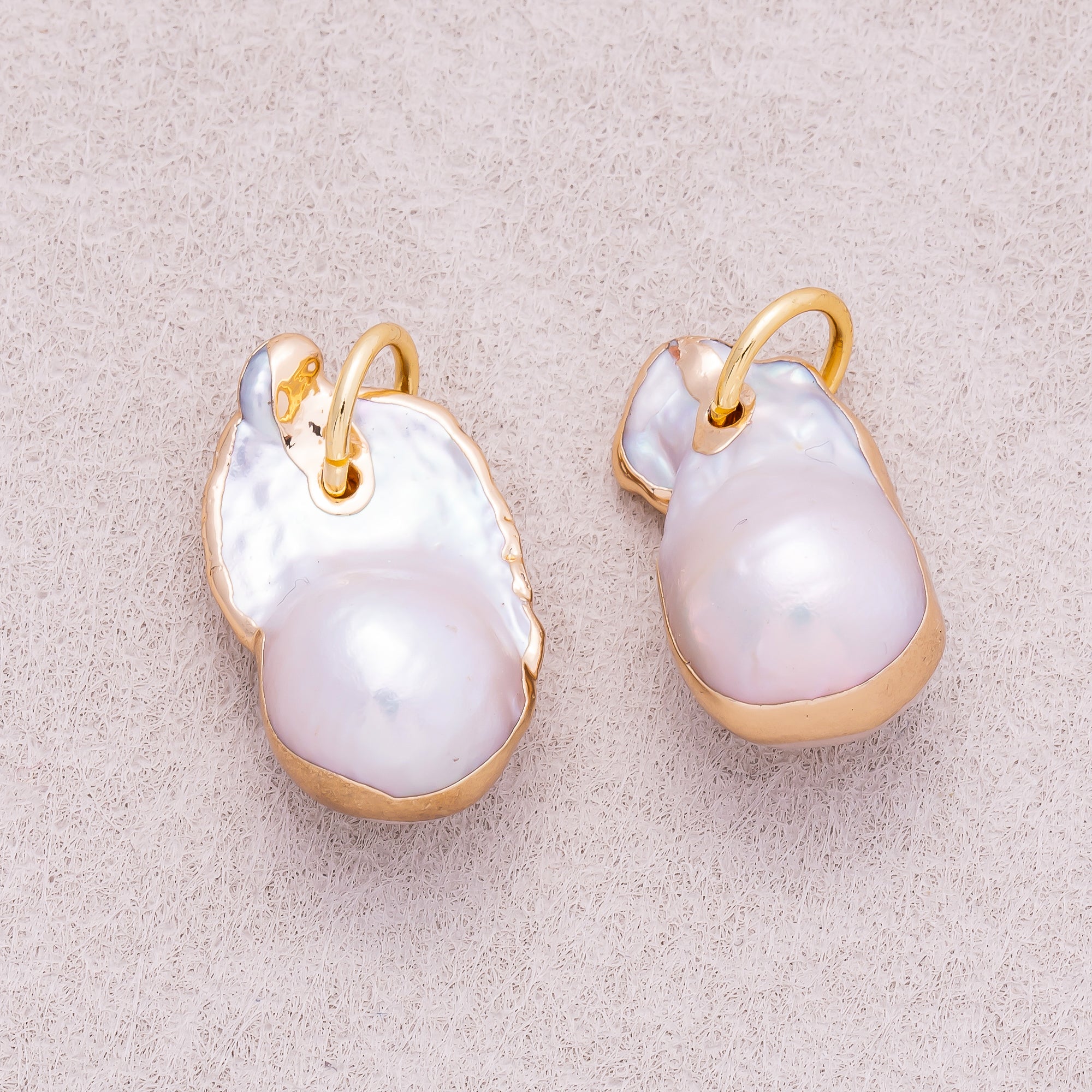 18K Gold Plated Baroque Freshwater Pearl Asymmetric Round Pendant - Sold Each