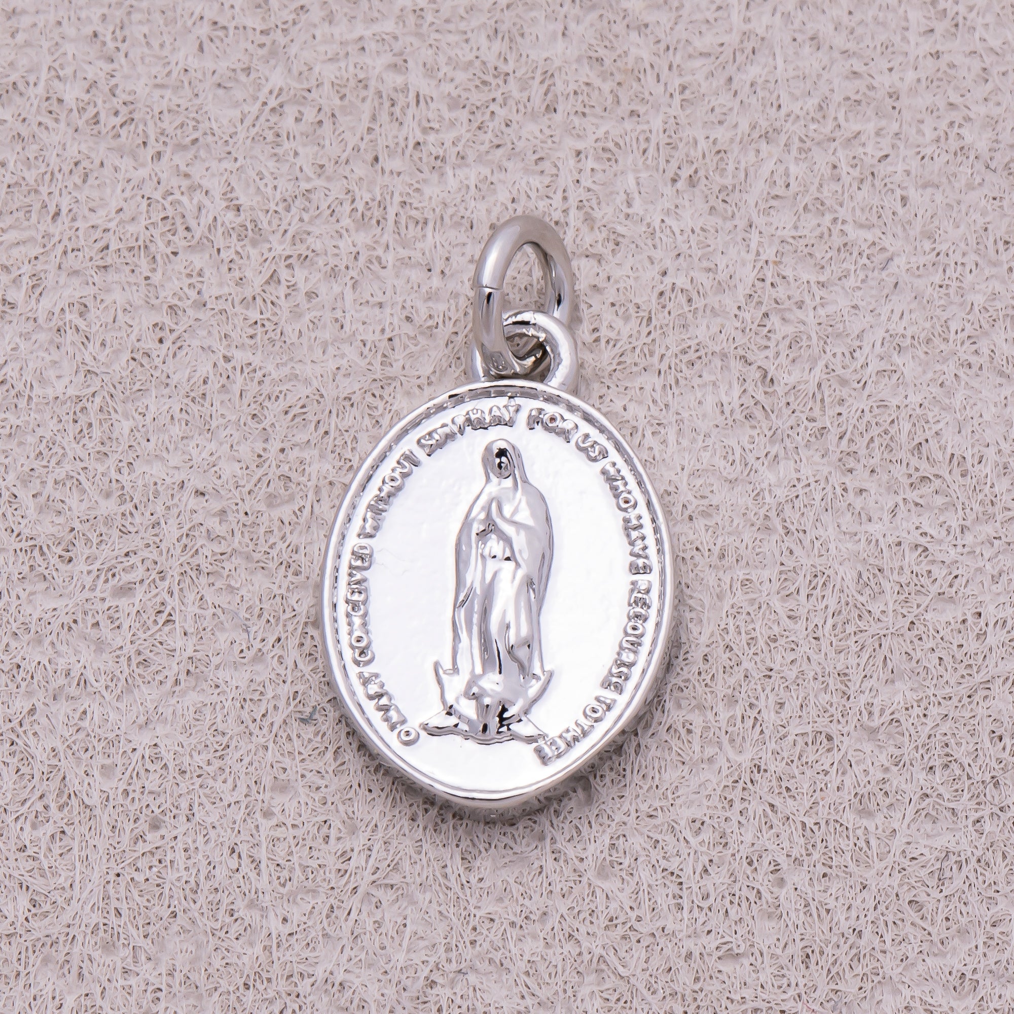 16K Gold Plated Oval Virgin Mary Religious Medallion Pendant - Sold Each
