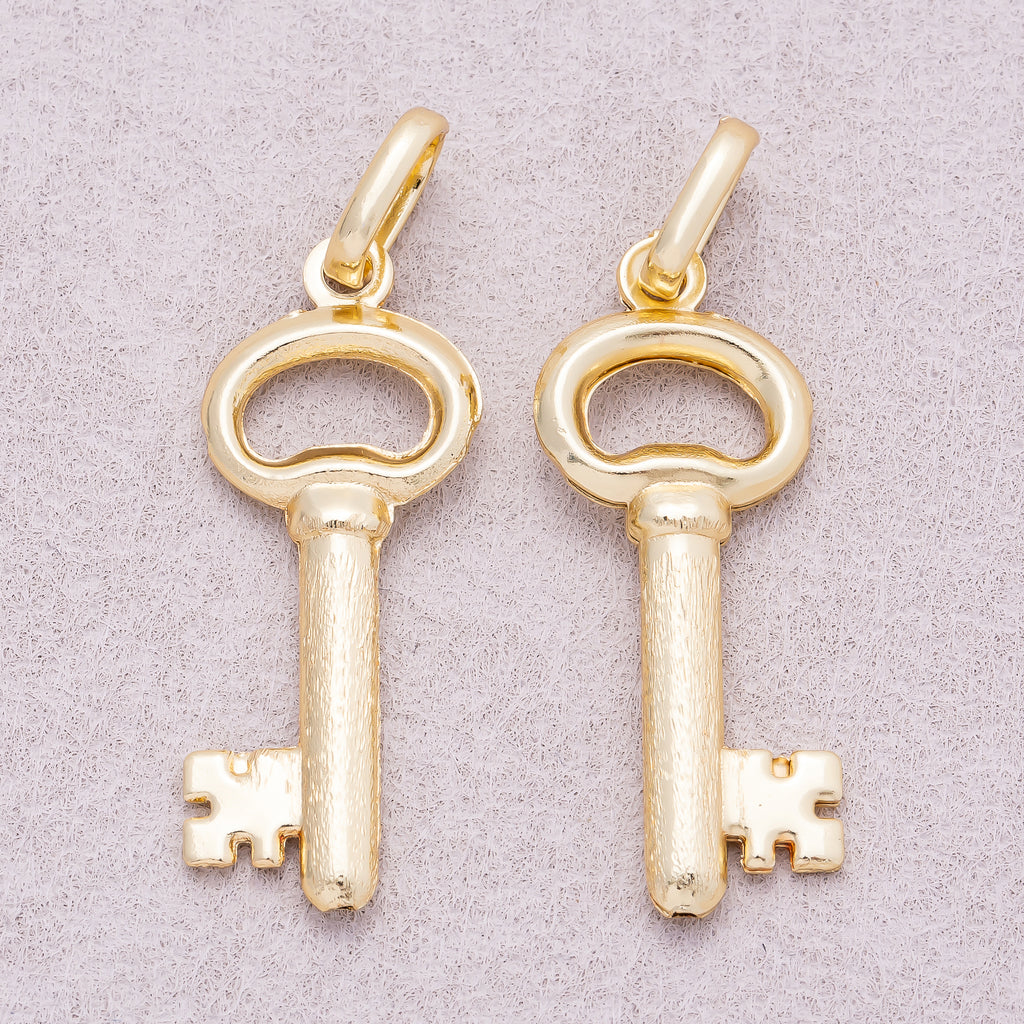 16K Gold Plated Plain Lucky Key Pendant - Sold Each