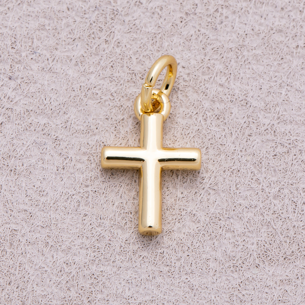 16K Gold Plated Plain Cross religious Charm - Sold Each