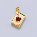 16K Gold Plated Red CZ Ace of Hearts Charm - Sold Each