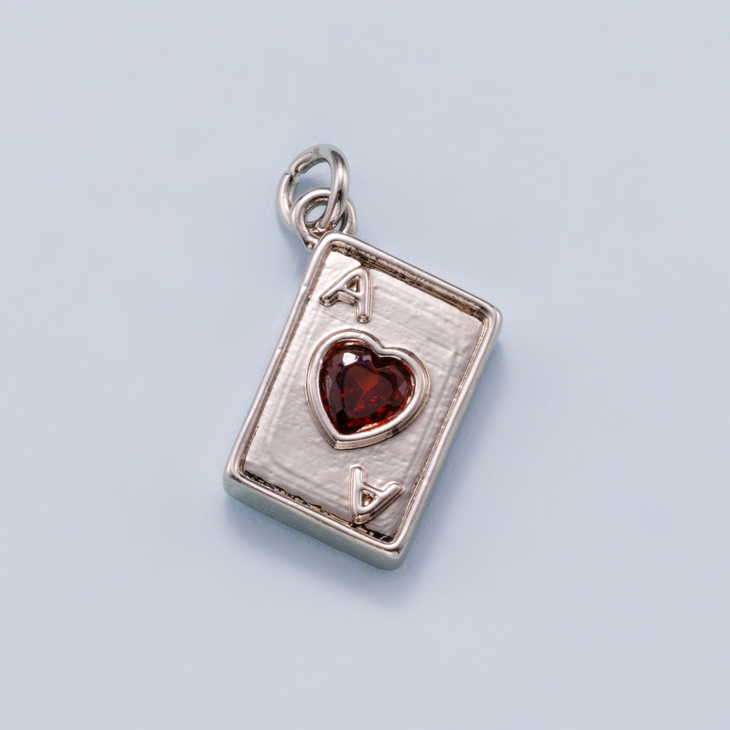 16K Gold Plated Red CZ Ace of Hearts Charm - Sold Each