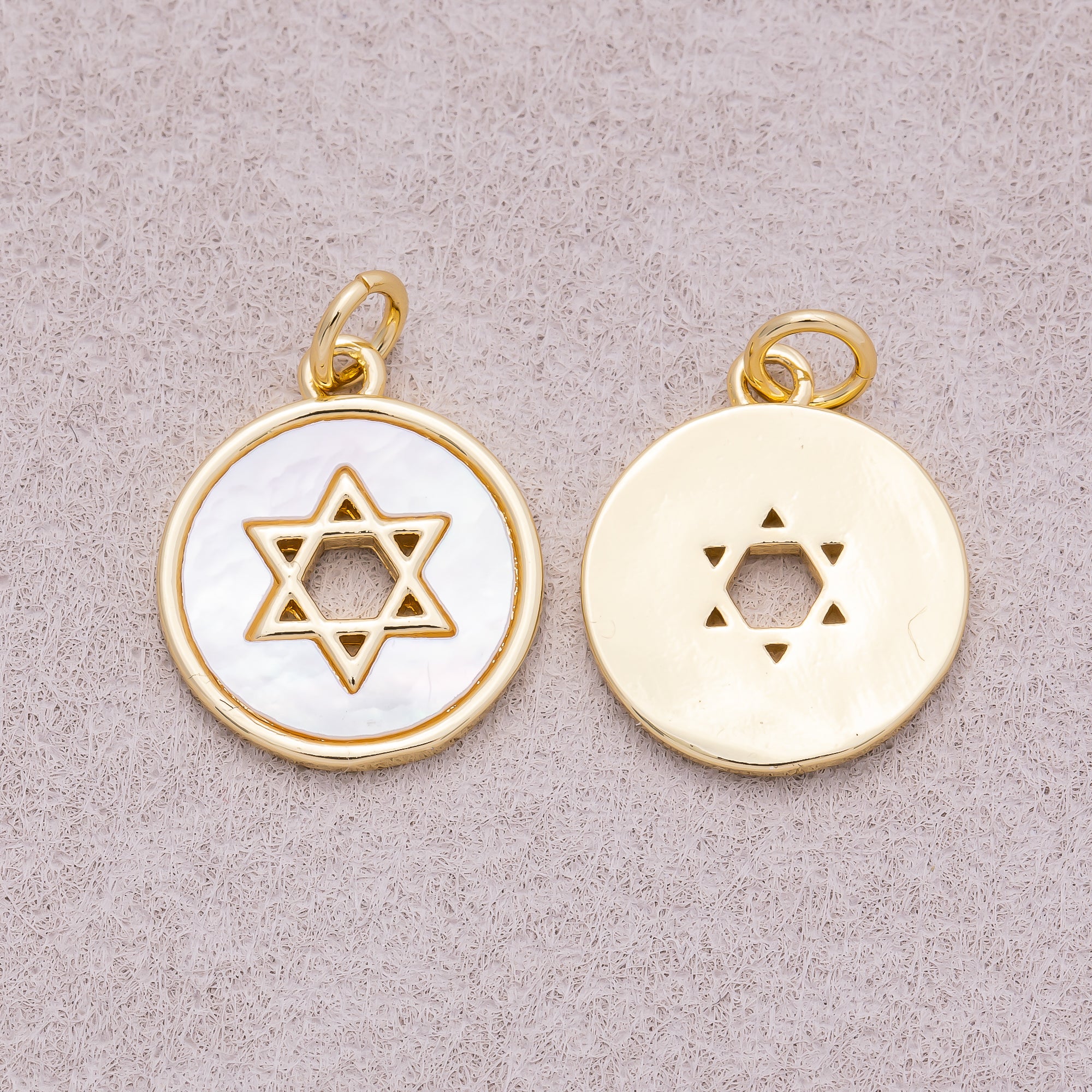 16K Gold Plated Mother Of Pearl David Medallion Pendant - Sold Each