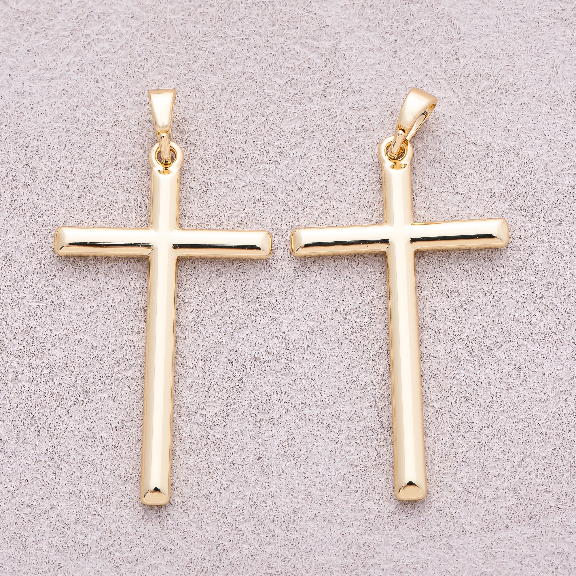 14K Gold Plated Plain Religious Cross Charm - Sold Each