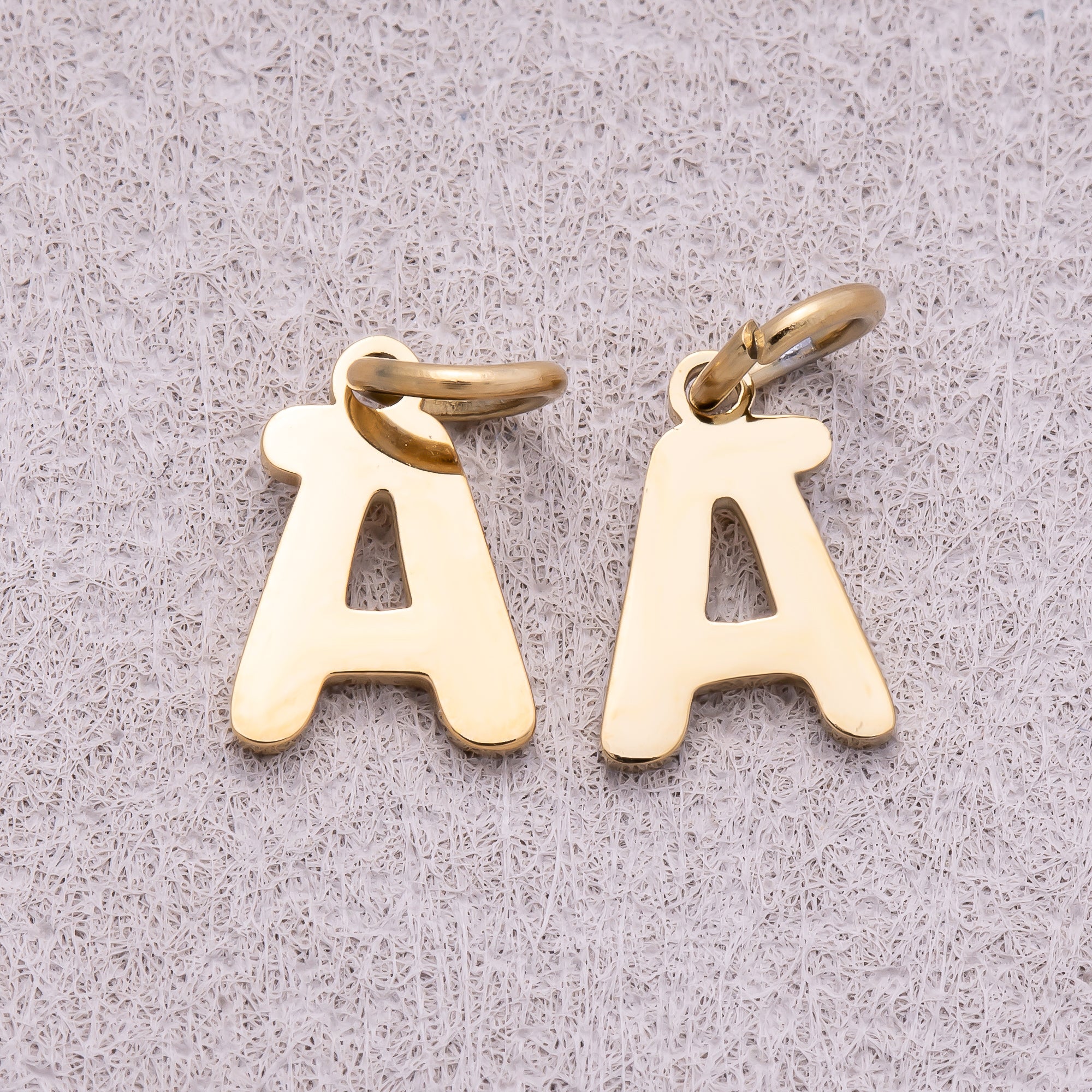 Gold PVD Stainless Steel Plain Alphabet Letter Mini Charm A-Z