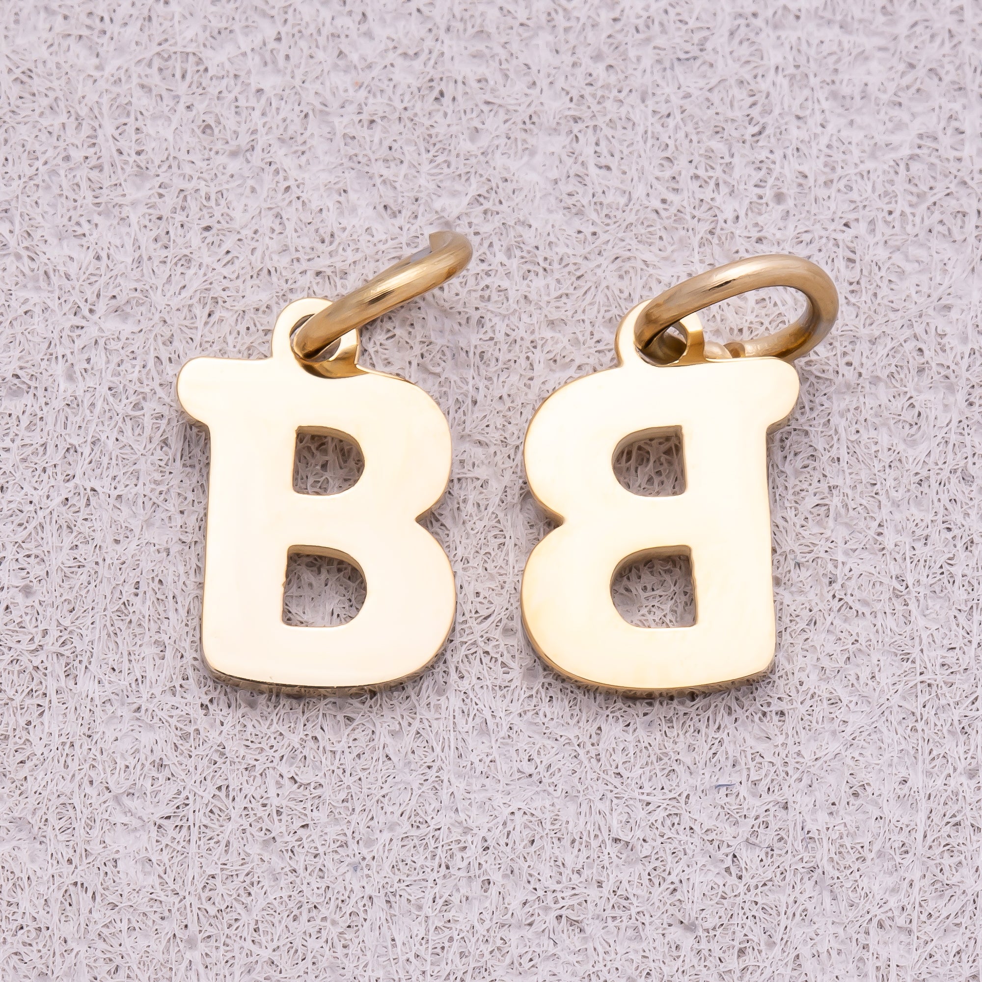 Gold PVD Stainless Steel Plain Alphabet Letter Mini Charm A-Z