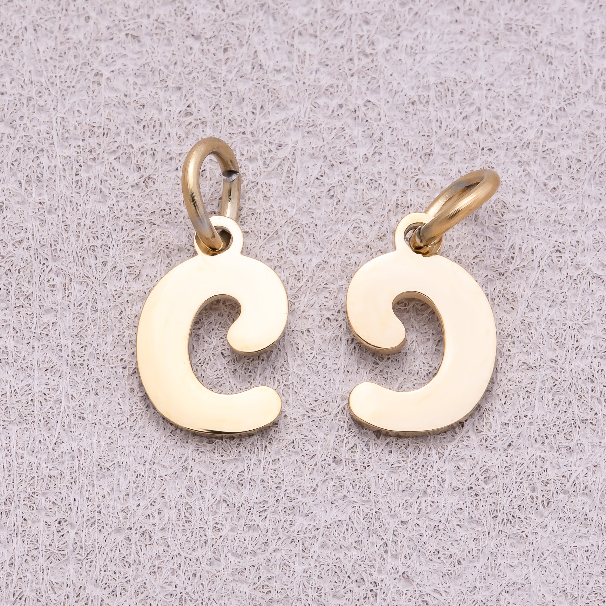 Gold PVD Stainless Steel Plain Alphabet Letter Mini Charm A-Z