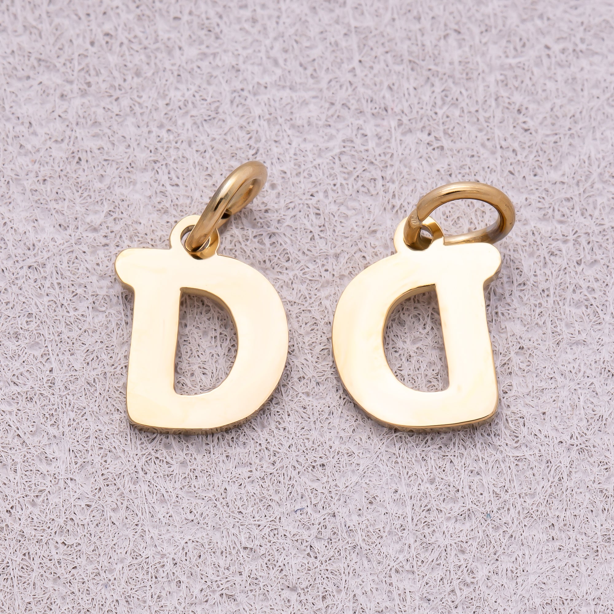 Gold PVD Stainless Steel Plain Alphabet Letter Mini Charm A-Z
