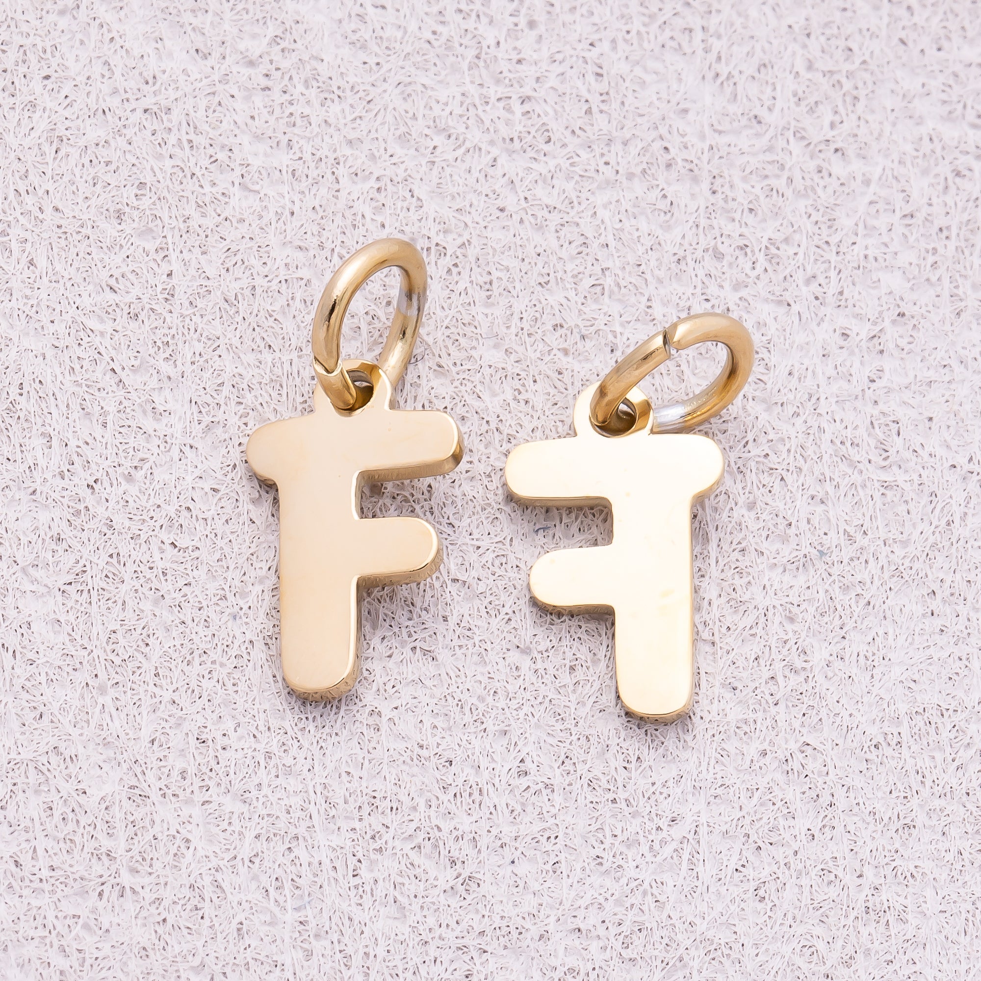 Gold PVD Stainless Steel Plain Alphabet Letter Mini Charm A-Z
