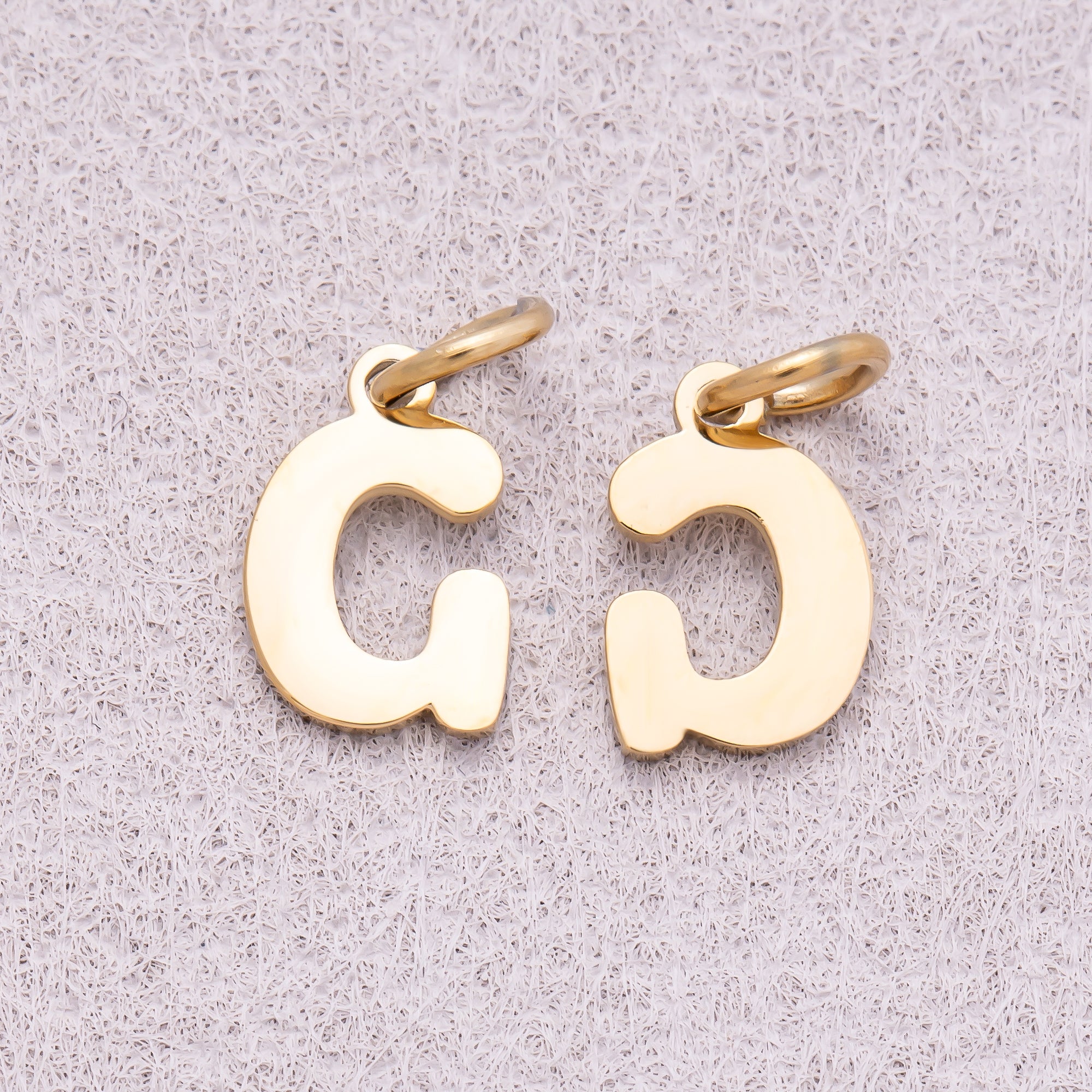 Gold PVD Stainless Steel Plain Alphabet Letter Mini Charm A-Z