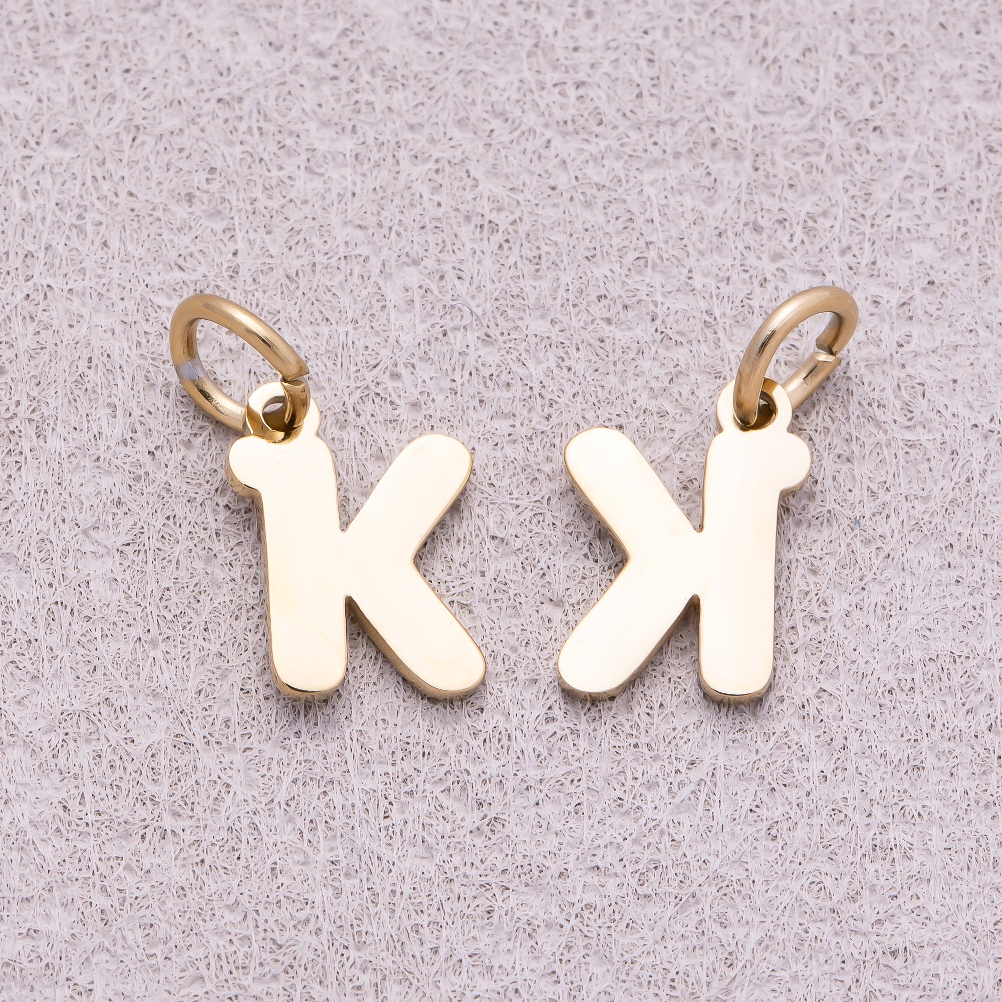 Gold PVD Stainless Steel Plain Alphabet Letter Mini Charm A-Z
