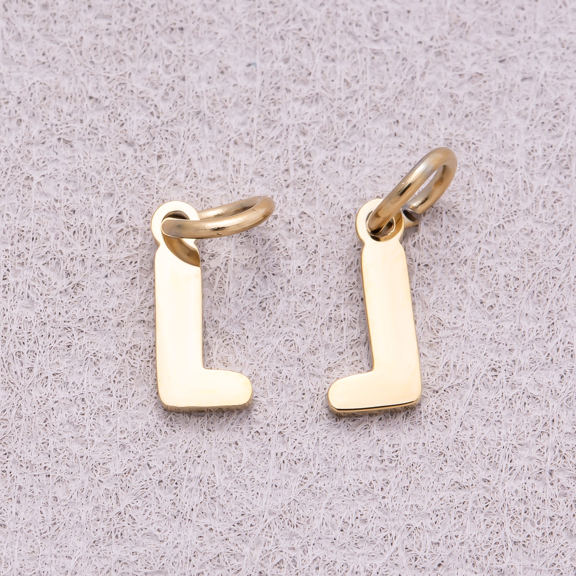 Gold PVD Stainless Steel Plain Alphabet Letter Mini Charm A-Z