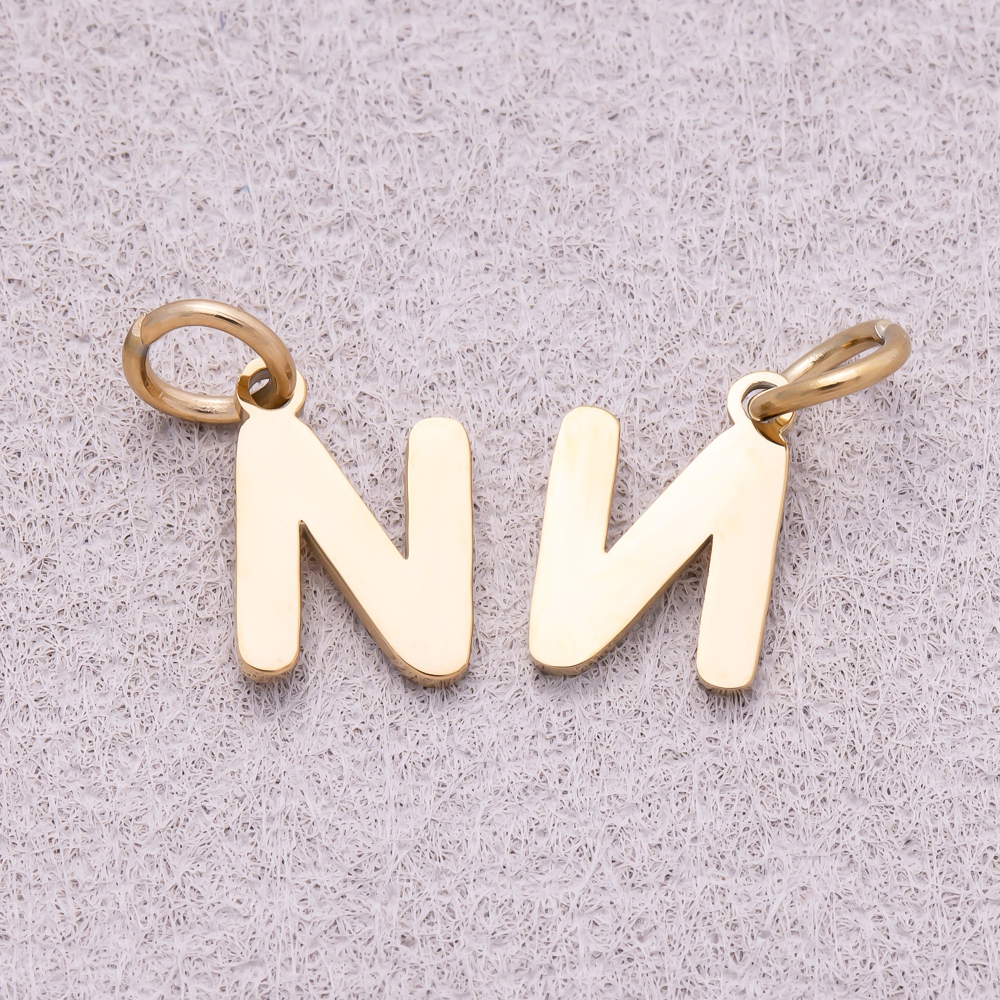 Gold PVD Stainless Steel Plain Alphabet Letter Mini Charm A-Z