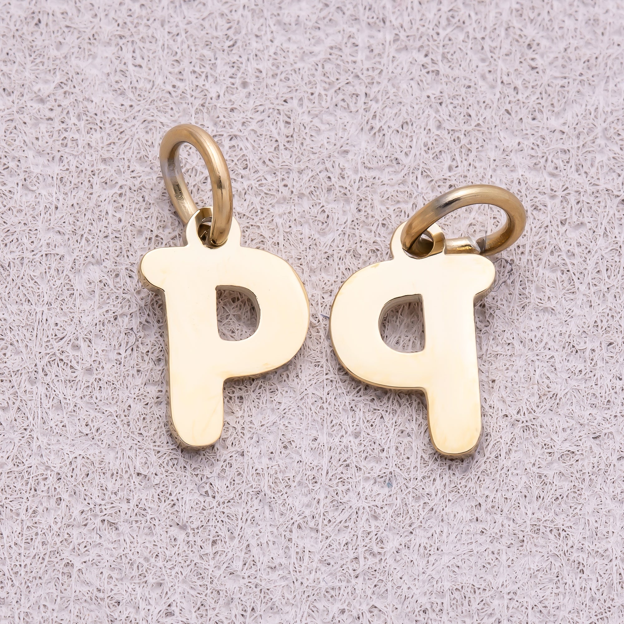 Gold PVD Stainless Steel Plain Alphabet Letter Mini Charm A-Z