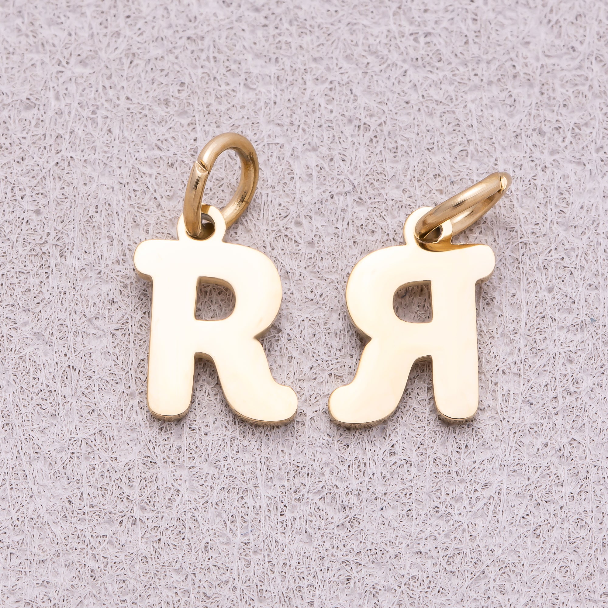 Gold PVD Stainless Steel Plain Alphabet Letter Mini Charm A-Z