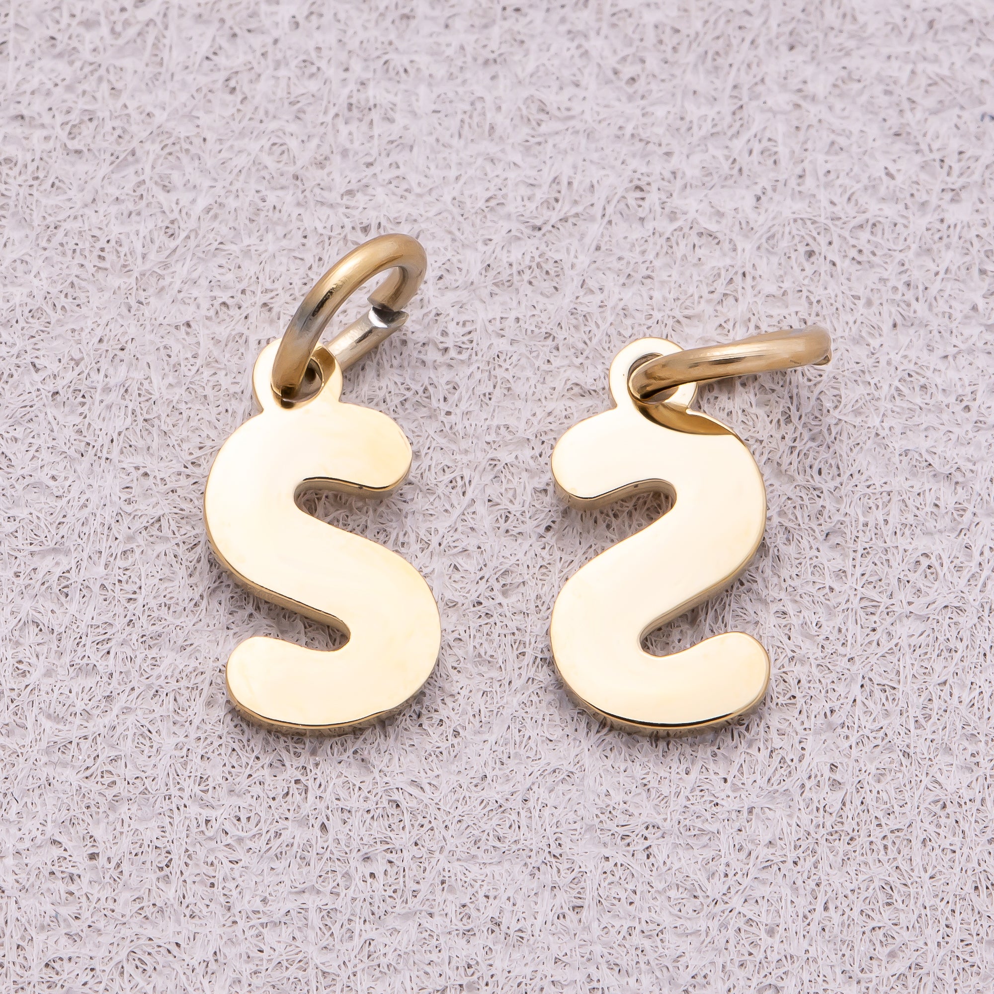 Gold PVD Stainless Steel Plain Alphabet Letter Mini Charm A-Z