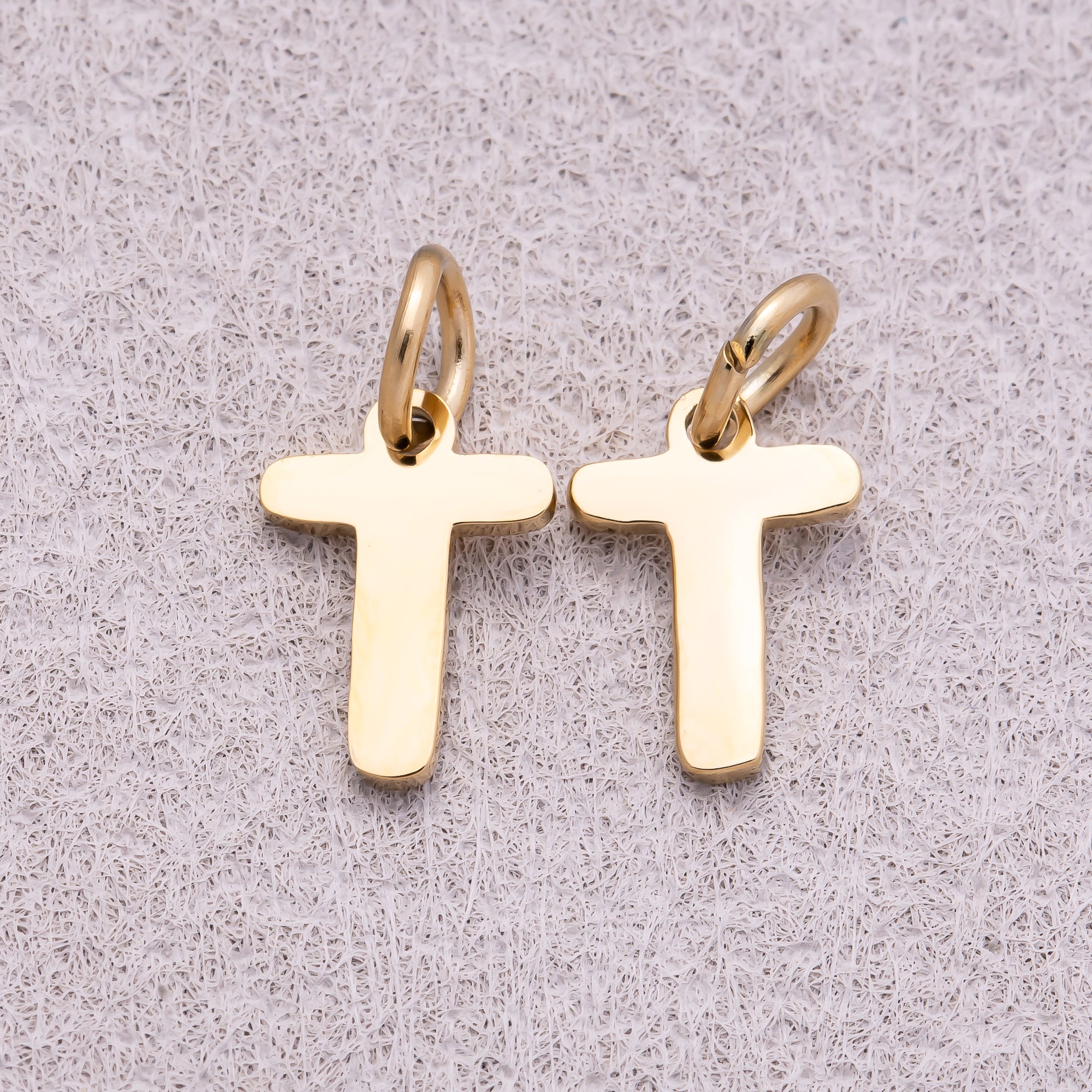 Gold PVD Stainless Steel Plain Alphabet Letter Mini Charm A-Z