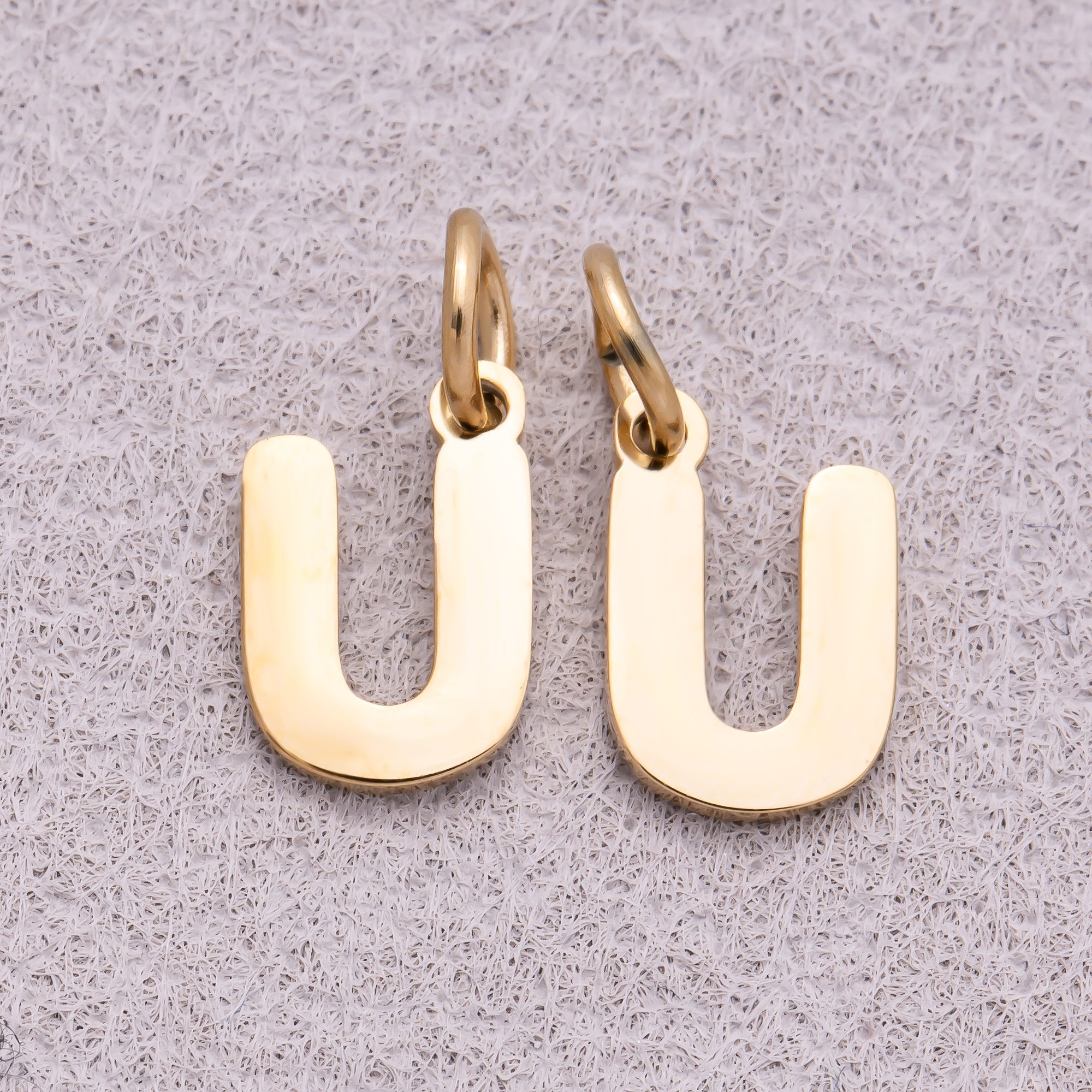 Gold PVD Stainless Steel Plain Alphabet Letter Mini Charm A-Z