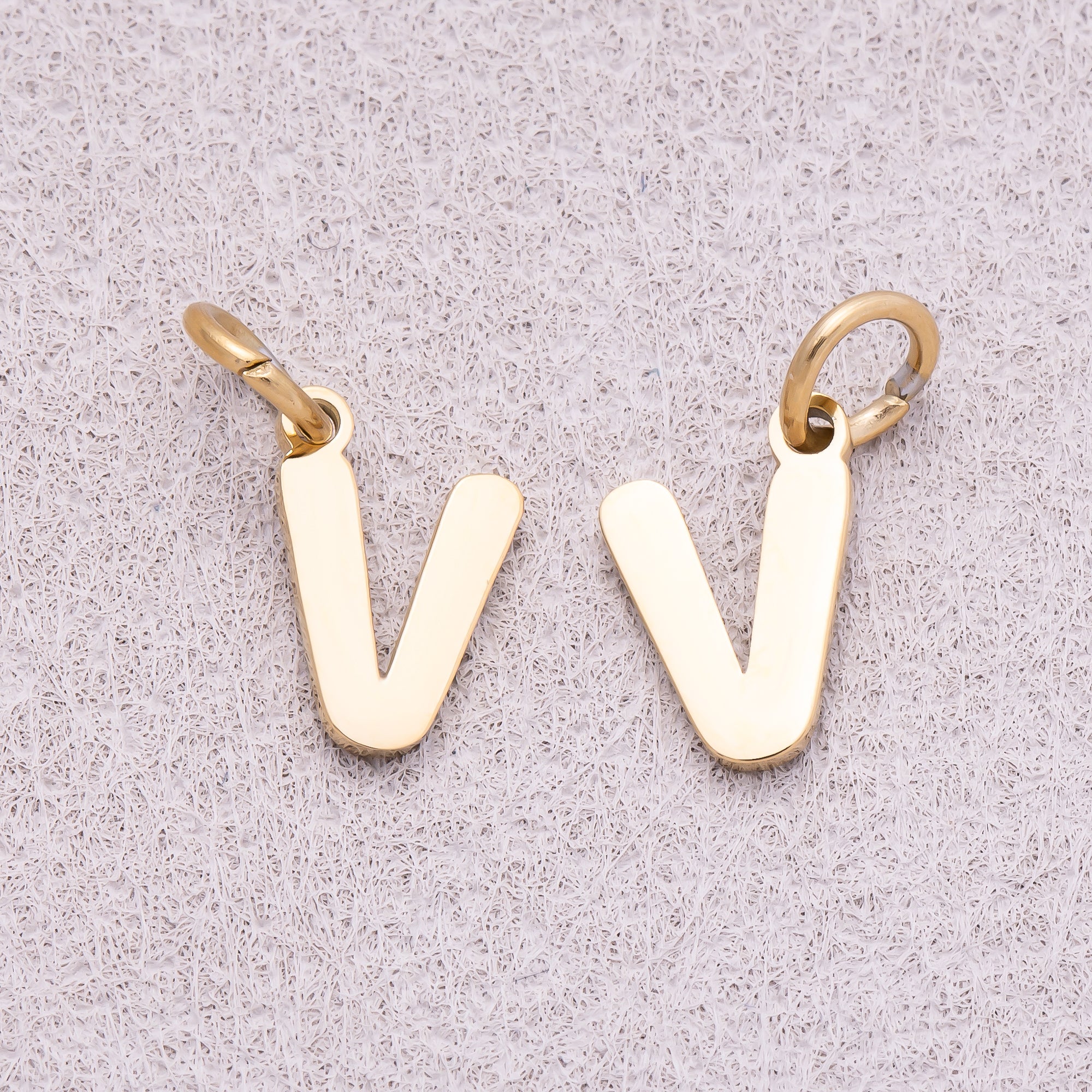 Gold PVD Stainless Steel Plain Alphabet Letter Mini Charm A-Z