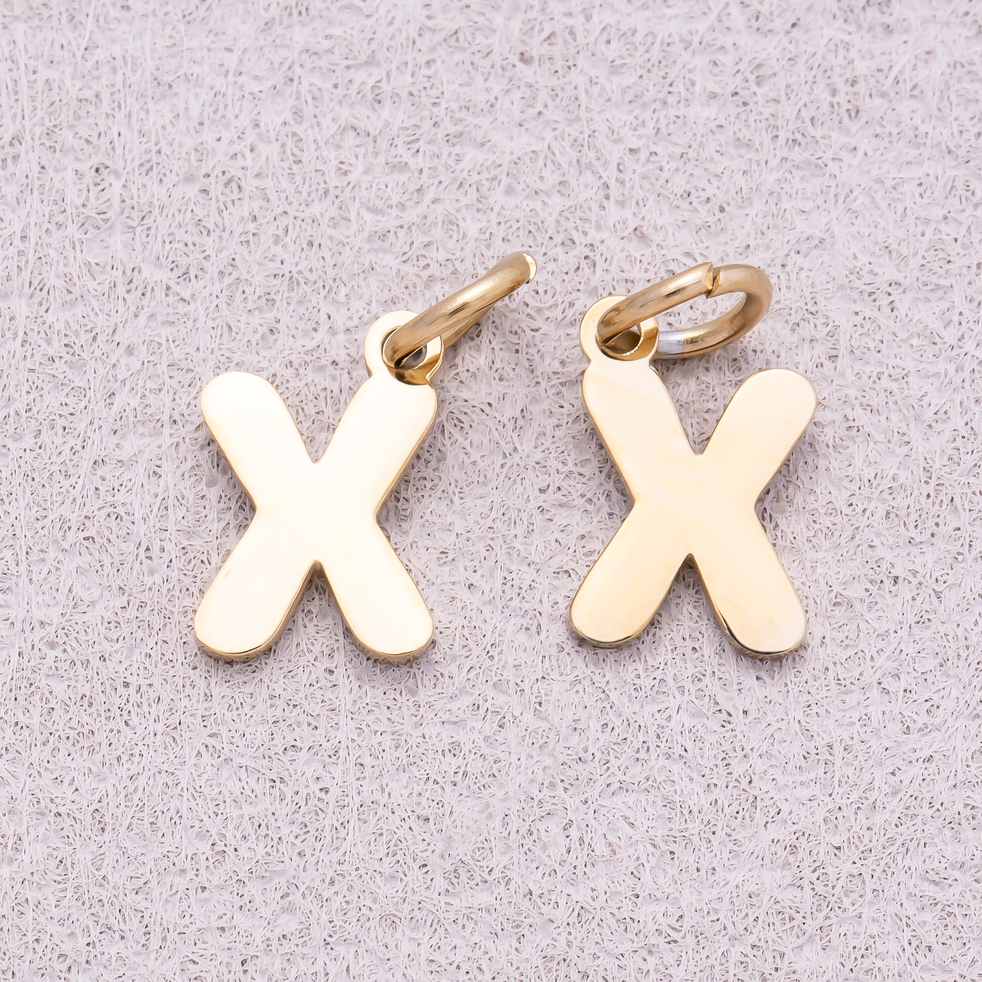 Gold PVD Stainless Steel Plain Alphabet Letter Mini Charm A-Z