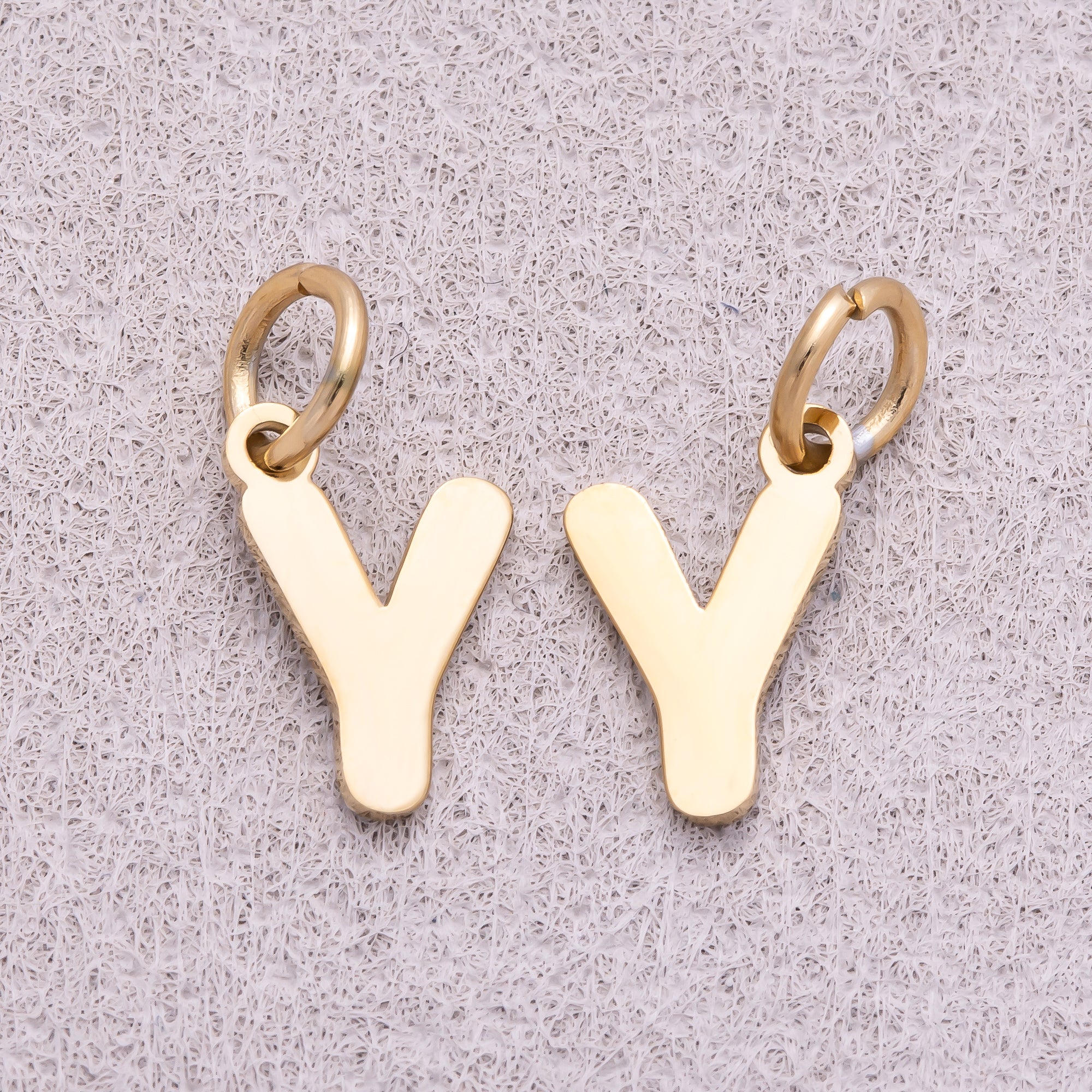 Gold PVD Stainless Steel Plain Alphabet Letter Mini Charm A-Z