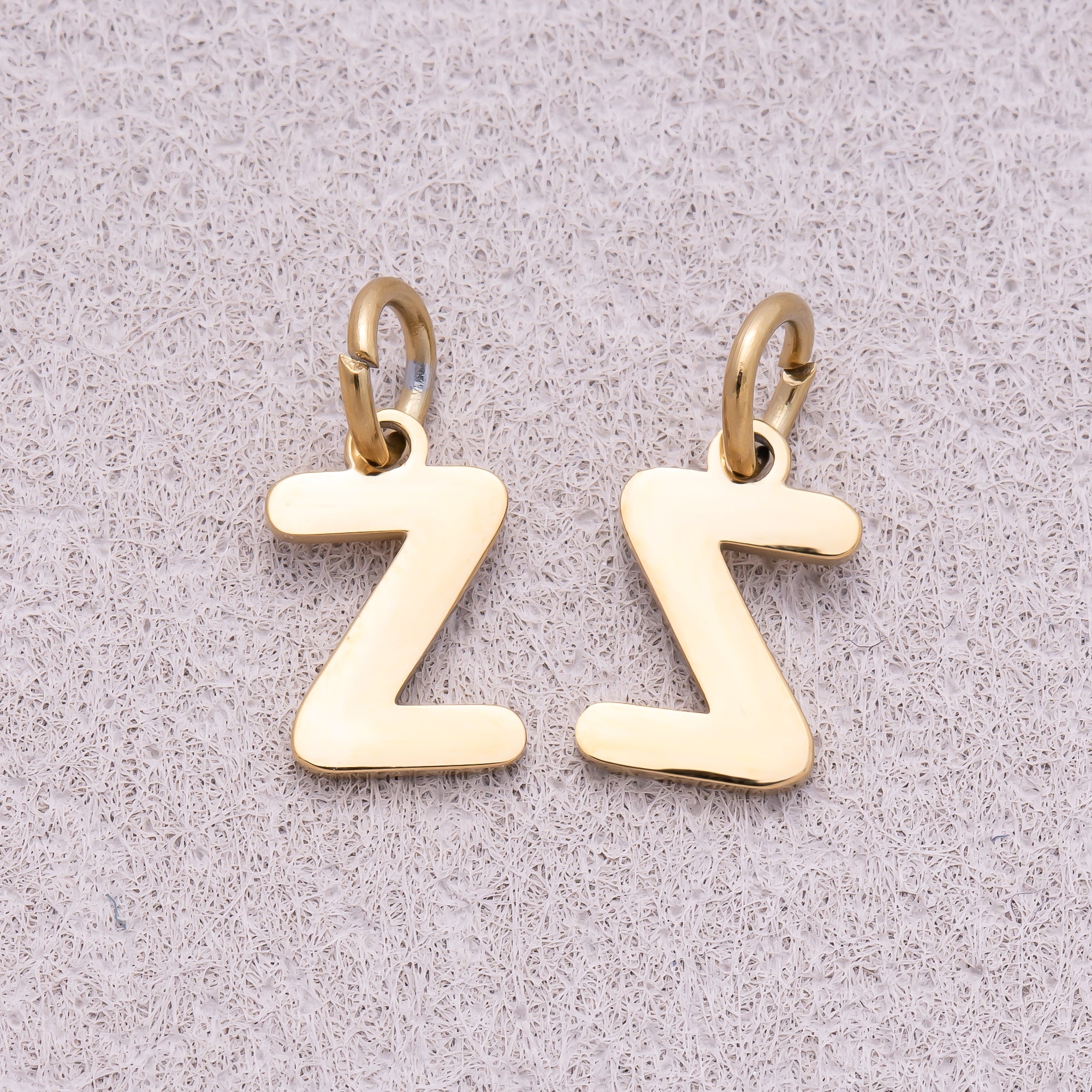 Gold PVD Stainless Steel Plain Alphabet Letter Mini Charm A-Z