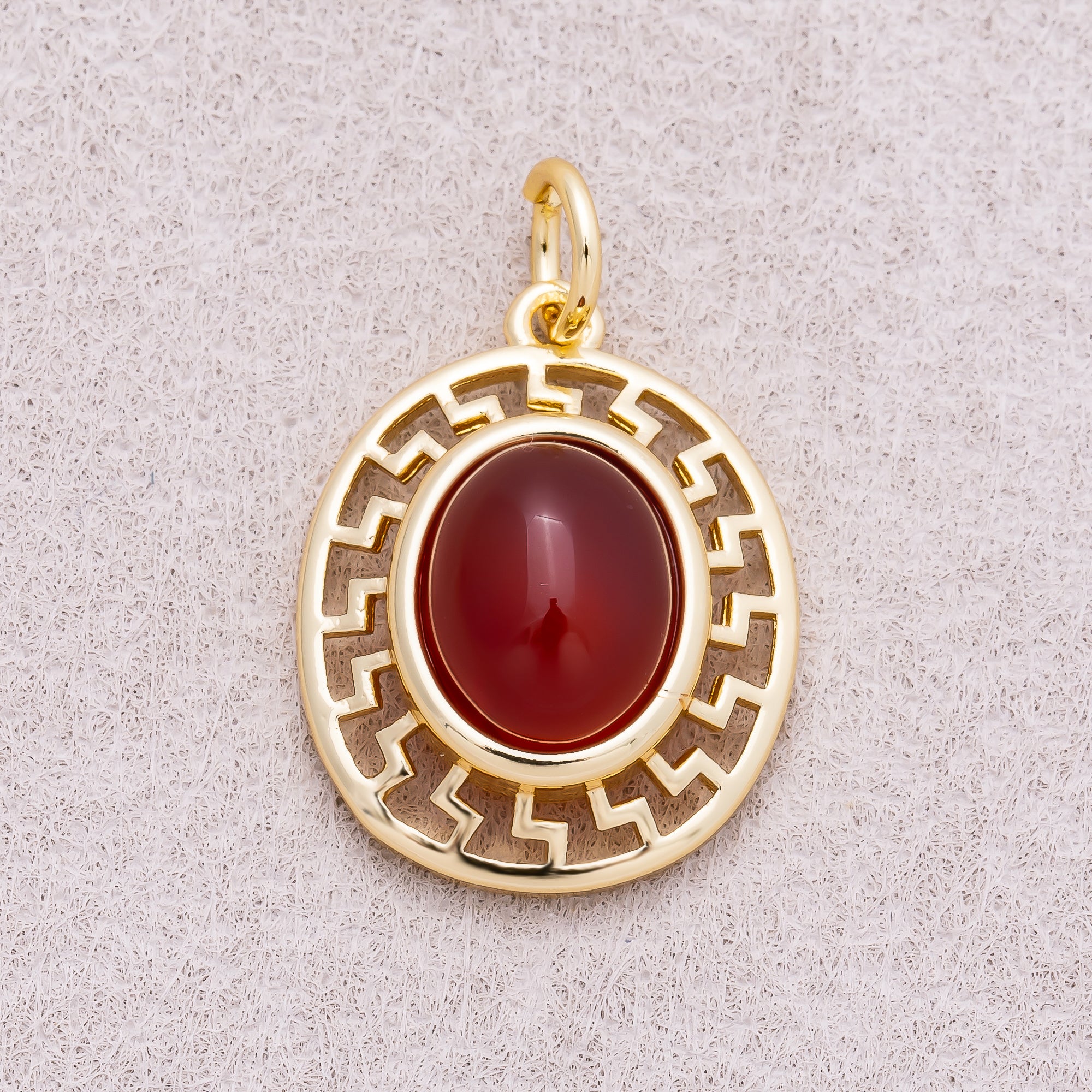 16K Gold Plated Colorful Natural Gemstone Filigree Oval Charm - Sold Each