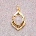 16K Gold Plated Colorful Natural Gemstone Lotus-Inspired Medallion - Sold Each