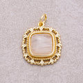 16K Gold Plated Colorful Natural Gemstone Filigree Square Charm - Sold Each