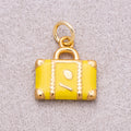Gold PVD Stainless Steel Yellow Black Enamel Suitcase Travel Charm