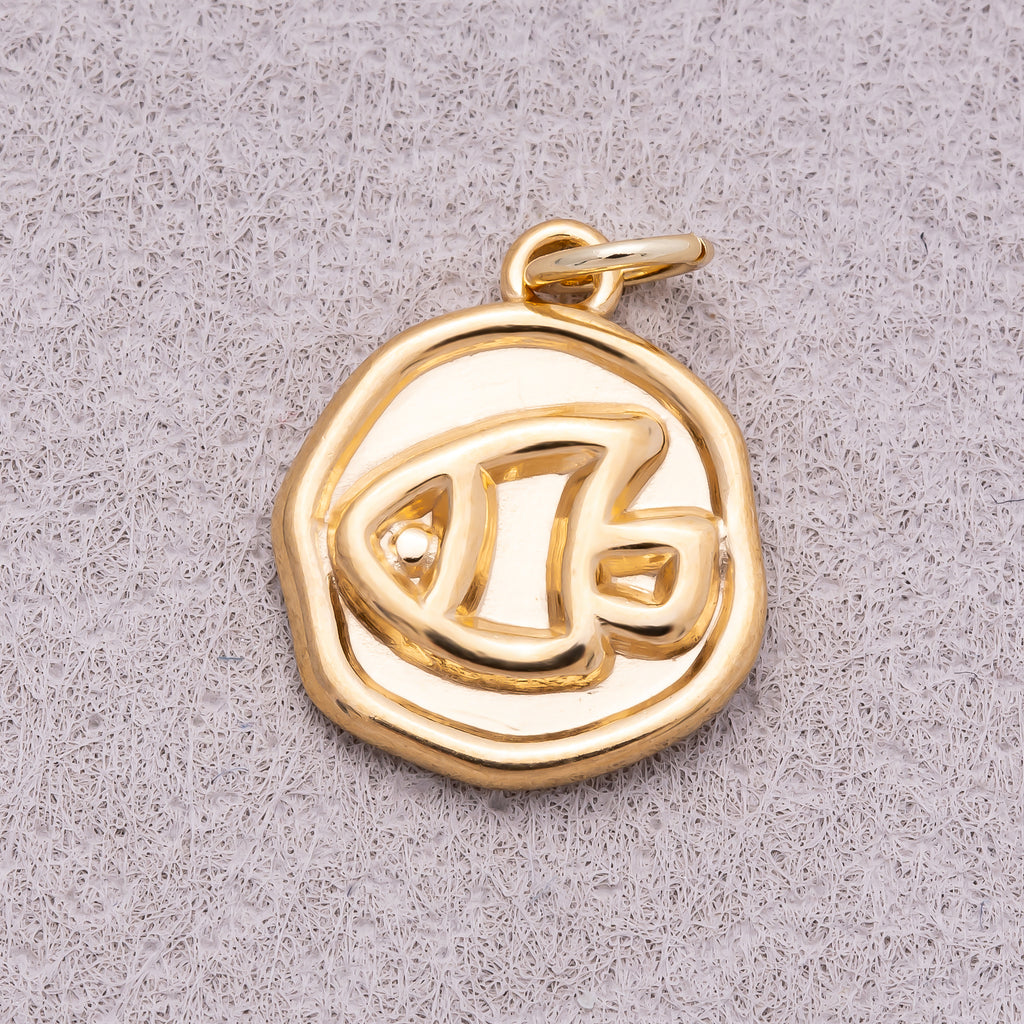 Gold PVD Stainless Steel Artisan Fish Animal Medallion Charm