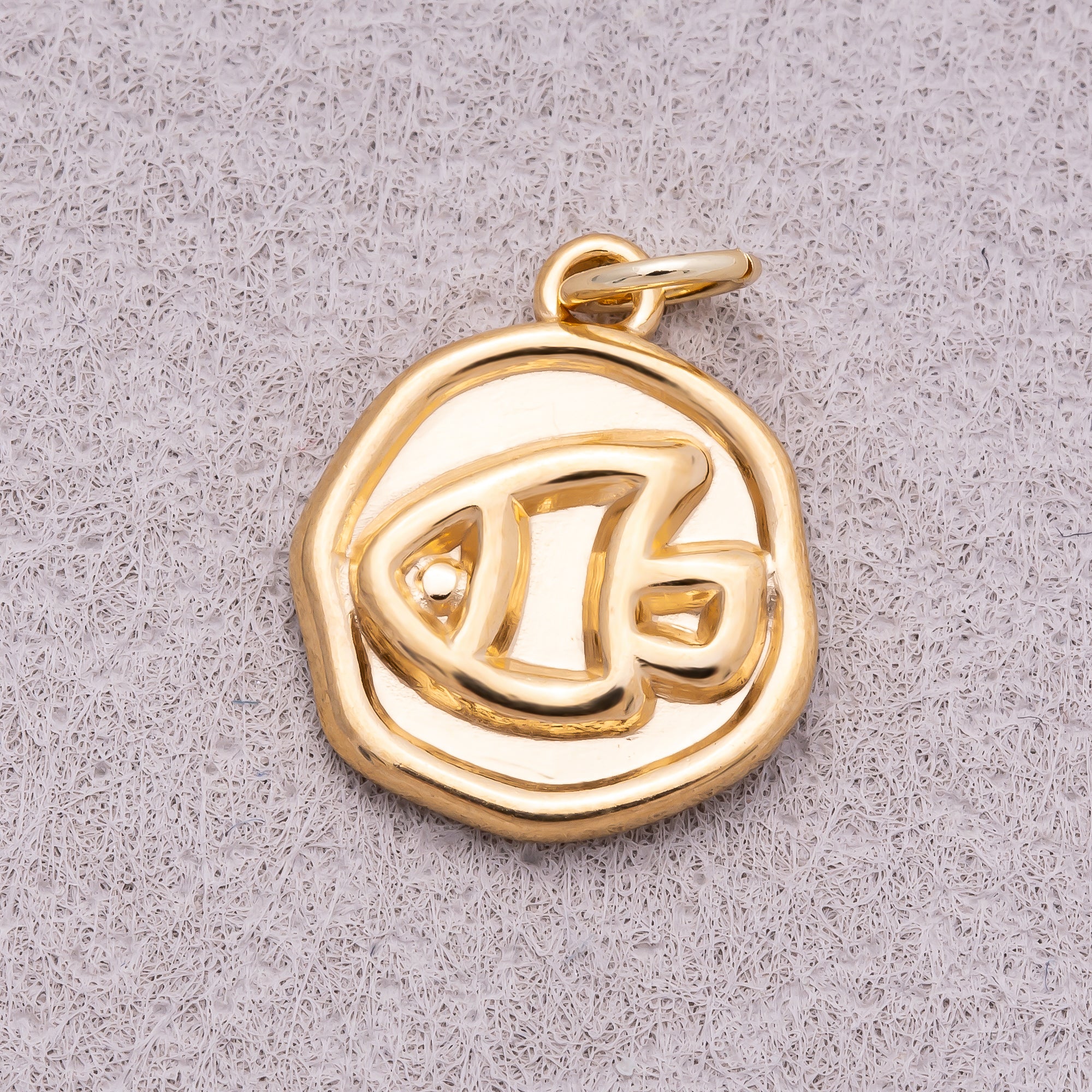 Gold PVD Stainless Steel Artisan Fish Animal Medallion Charm