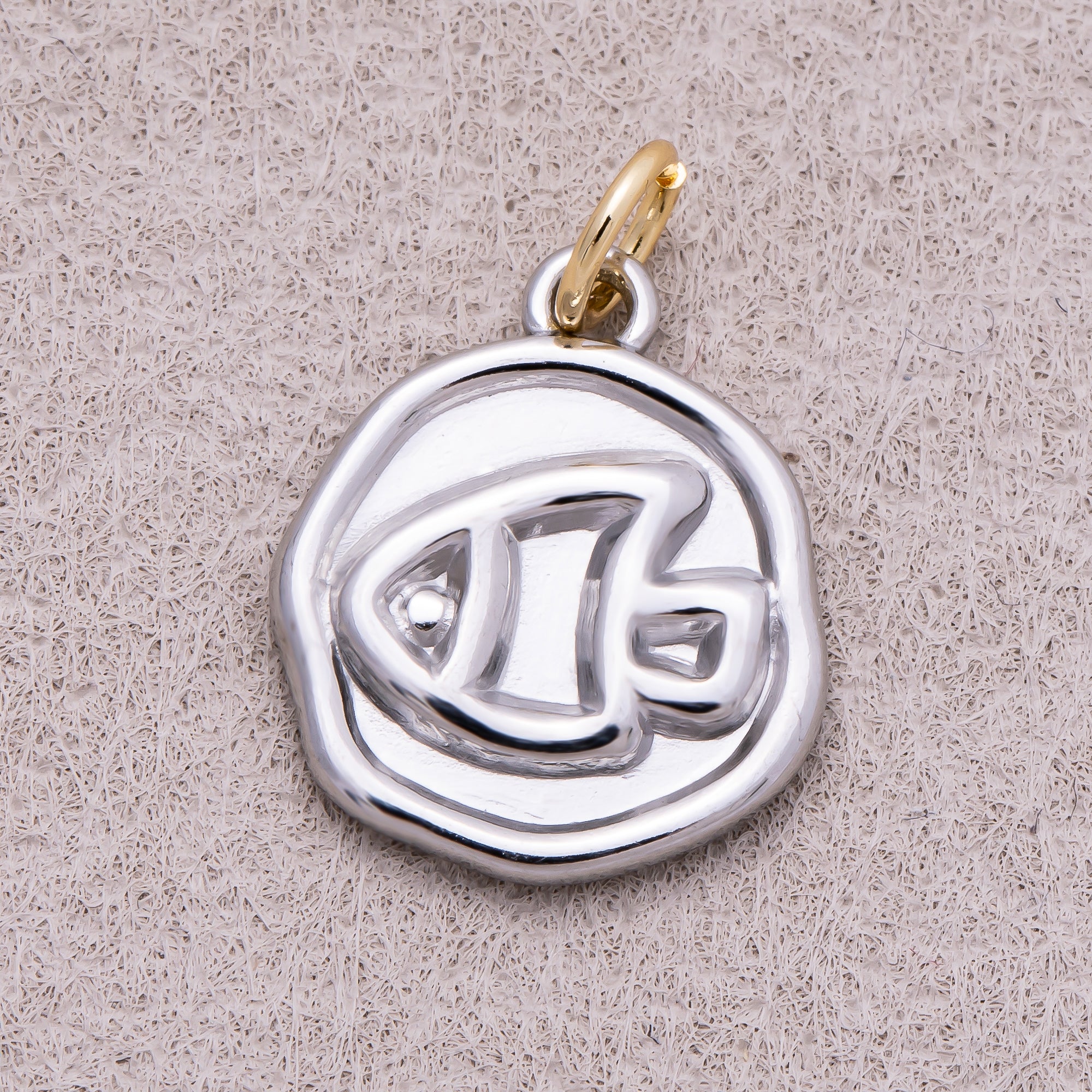 Gold PVD Stainless Steel Artisan Fish Animal Medallion Charm
