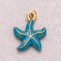 Gold PVD Stainless Steel Blue Ocean Starfish Enamel Charm